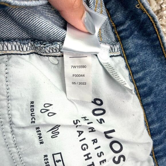 Lucky Brand Jeans Women’s 12/31 90’s Loose High Rise Button Fly Straight Leg Den - Picture 8 of 10